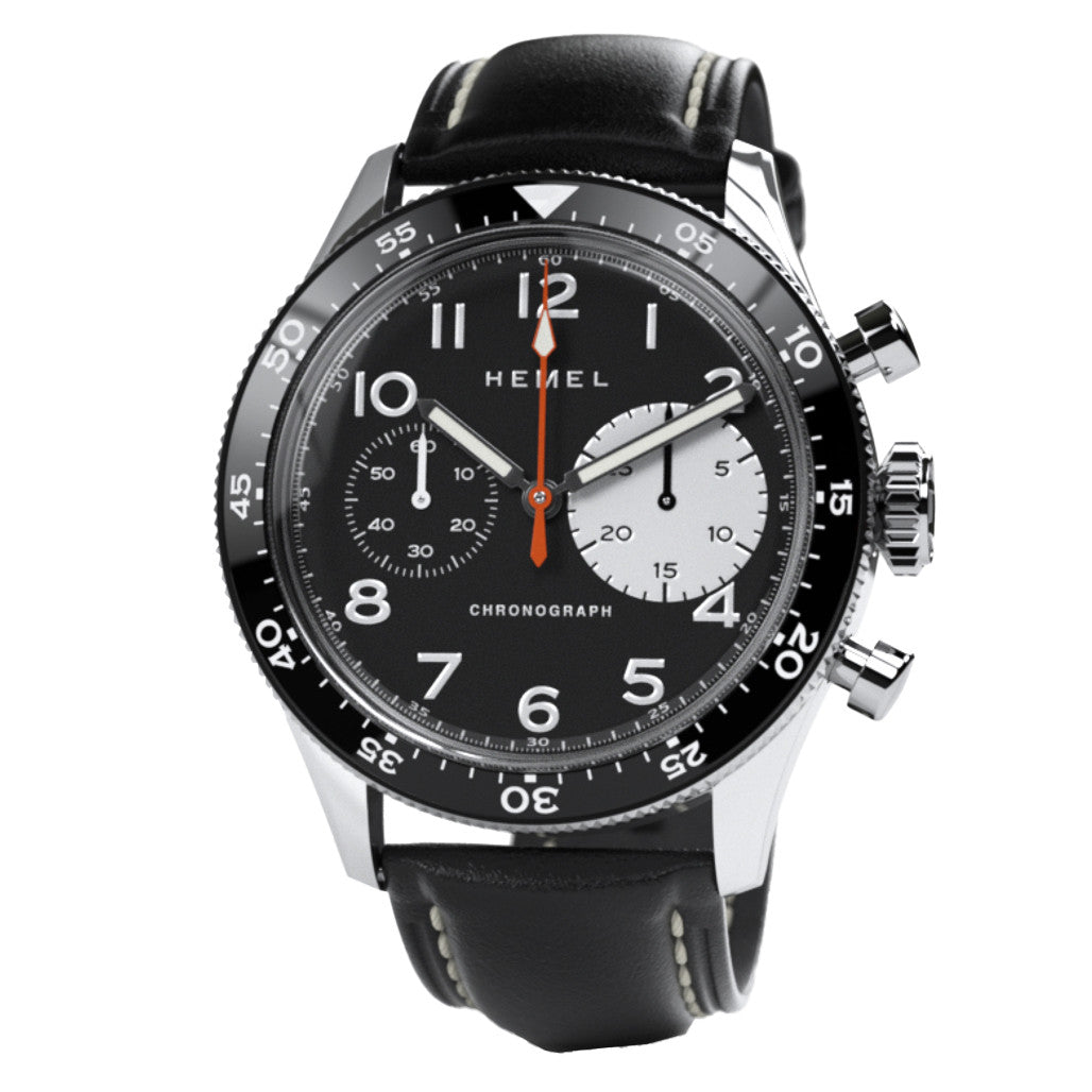 アムウェイ HEMEL Air Power Mechanical Chronograph with Black Dial #HF35