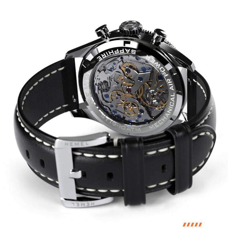 HEMEL Air Power Mechanical Chronograph with Black Dial #HF35