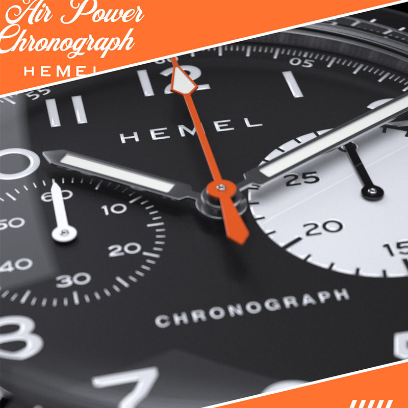 HEMEL Air Power Mechanical Chronograph with Black Dial #HF35