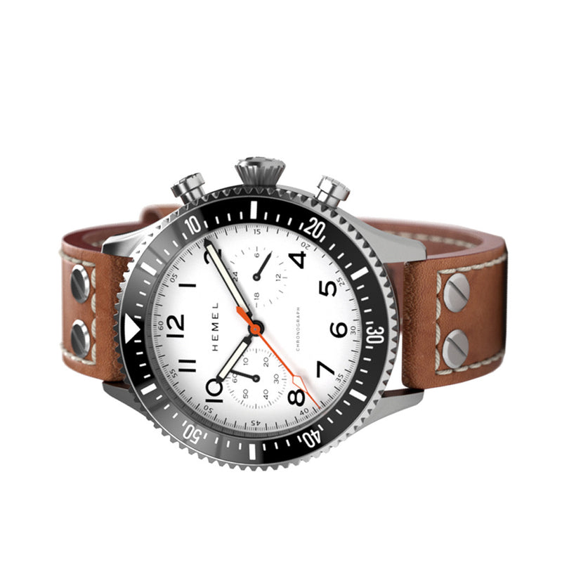 HEMEL Meca-Quartz Chronograph Watch with Full Lume Dial #HF3FL side
