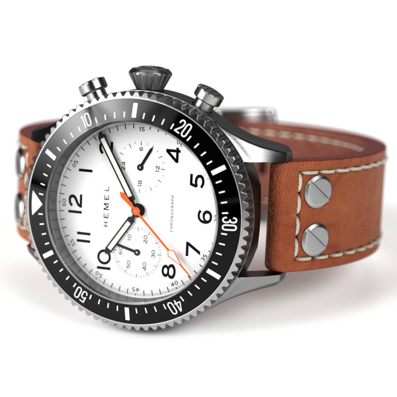 HEMEL Meca-Quartz Chronograph Watch with Full Lume Dial #HF3FL side
