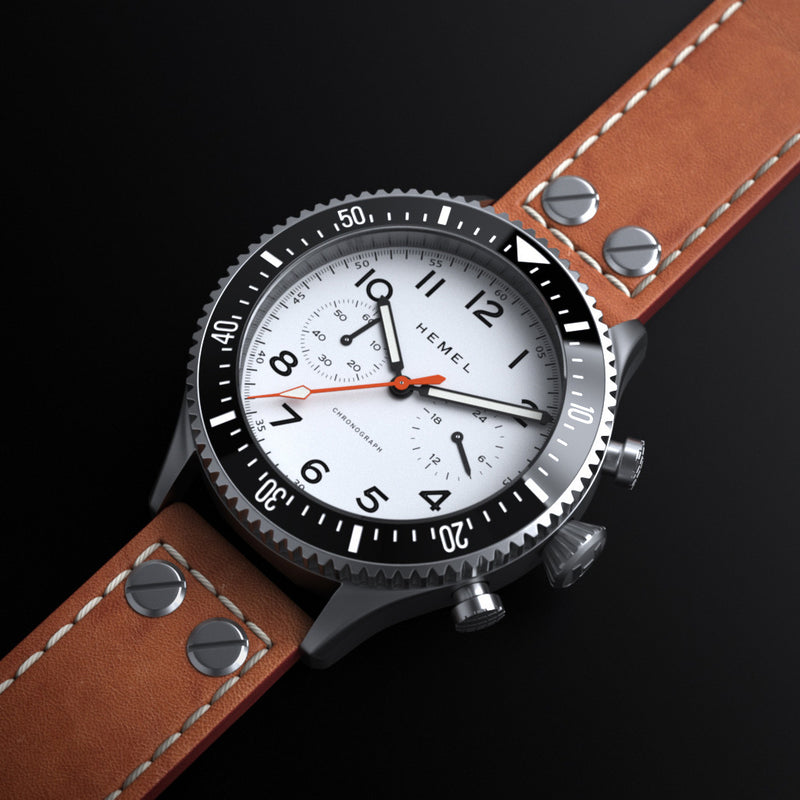 HEMEL Meca-Quartz Chronograph Watch with Full Lume Dial #HF3FL
