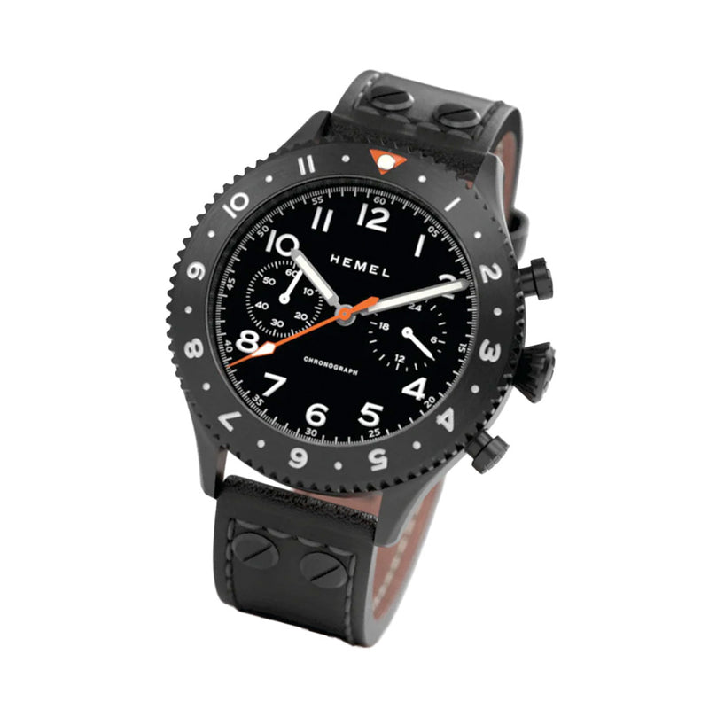 HEMEL Mecaquartz Chronograph Watch with GMT Bezel and Sapphire Crystal #HF4NO