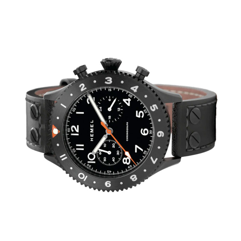 HEMEL Mecaquartz Chronograph Watch with GMT Bezel and Sapphire Crystal #HF4NO