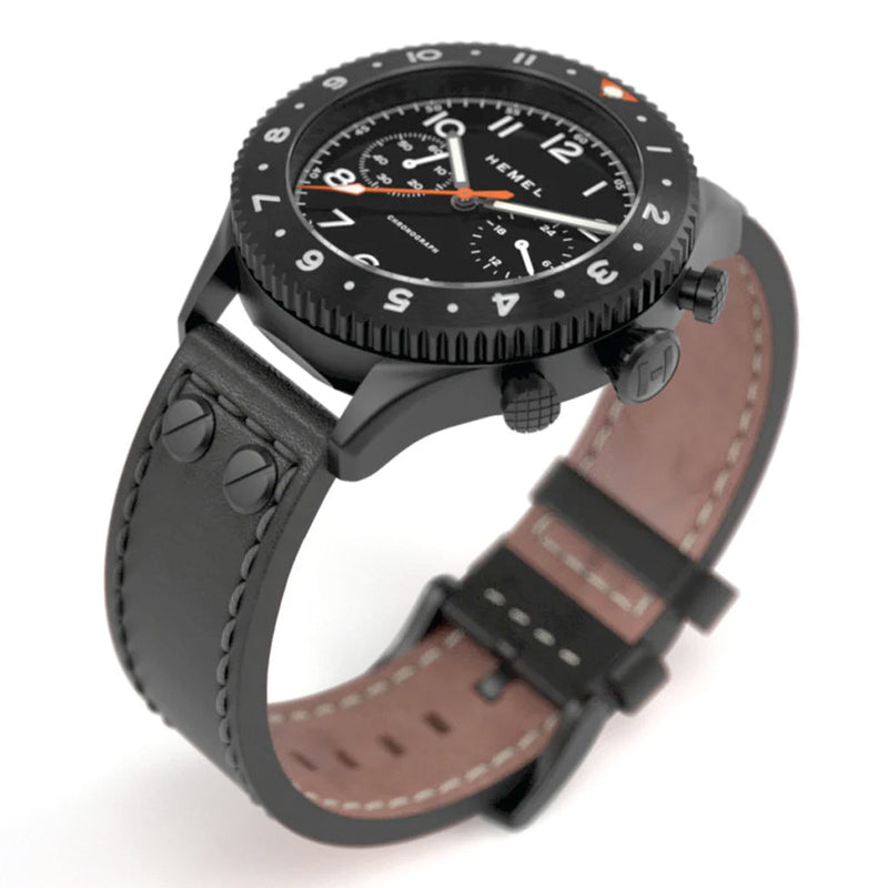 HEMEL Mecaquartz Chronograph Watch with GMT Bezel and Sapphire Crystal #HF4NO