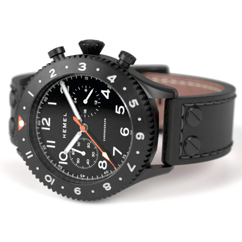 HEMEL Mecaquartz Chronograph Watch with GMT Bezel and Sapphire Crystal #HF4NO