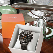 HEMEL Mecaquartz Chronograph Watch with GMT Bezel and Sapphire Crystal #HF4NO