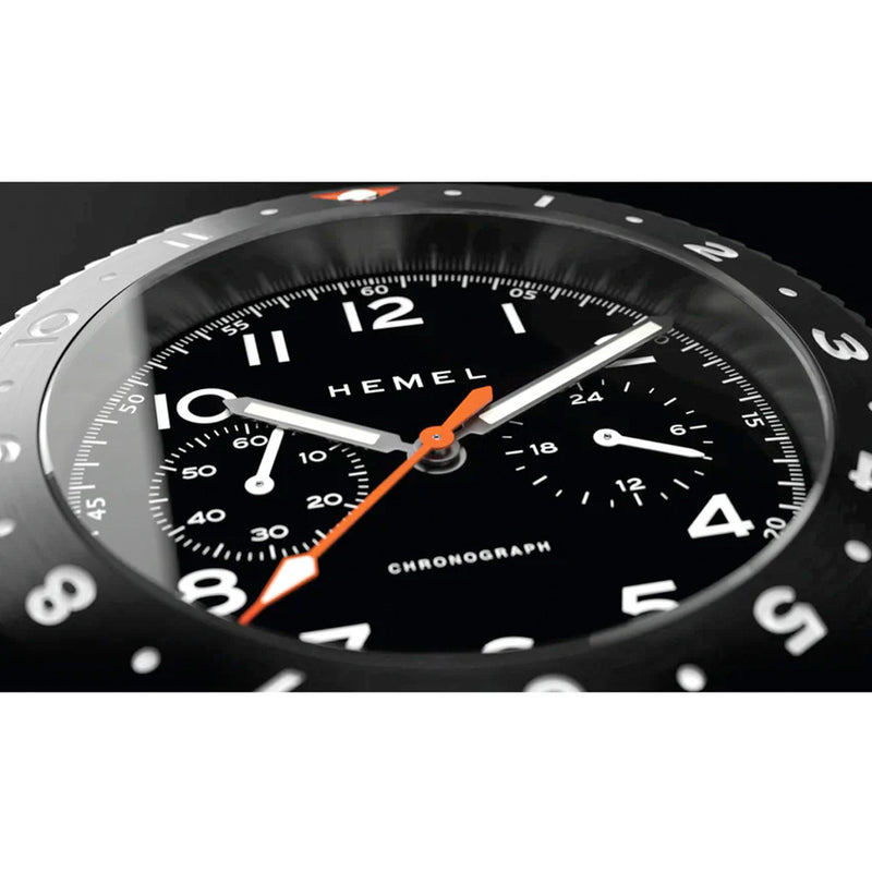 HEMEL Mecaquartz Chronograph Watch with GMT Bezel and Sapphire Crystal #HF4NO