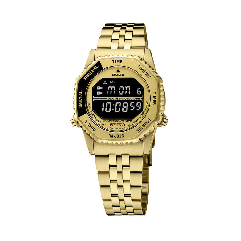 Seiko Rotocall Retro Digital Goldtone Watch #HFL003