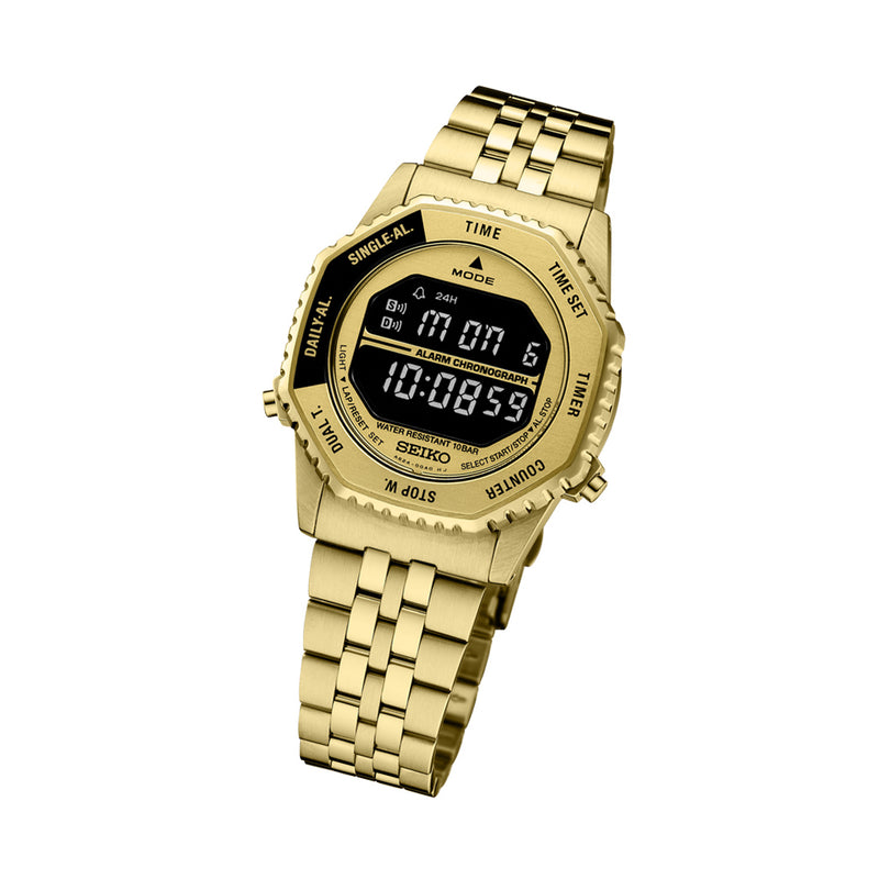 Seiko Rotocall Retro Digital Goldtone Watch #HFL003