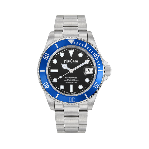 Herodia Mediterraneo Swiss Automatic Dive watch with Black Dial #HMEDSBLBK.AC