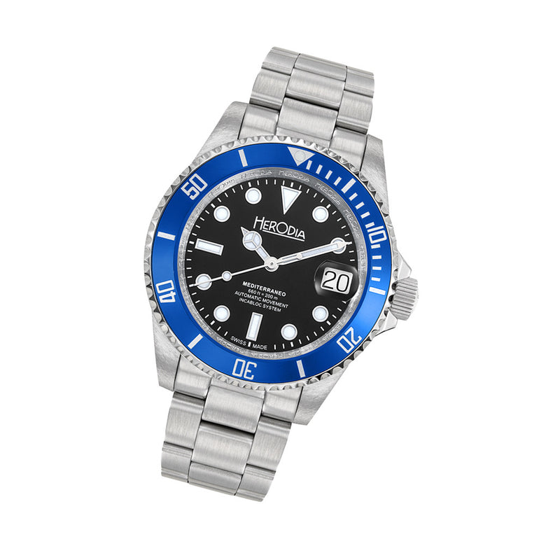 Herodia Mediterraneo Swiss Automatic Dive watch with Black Dial #HMEDSBLBK.AC