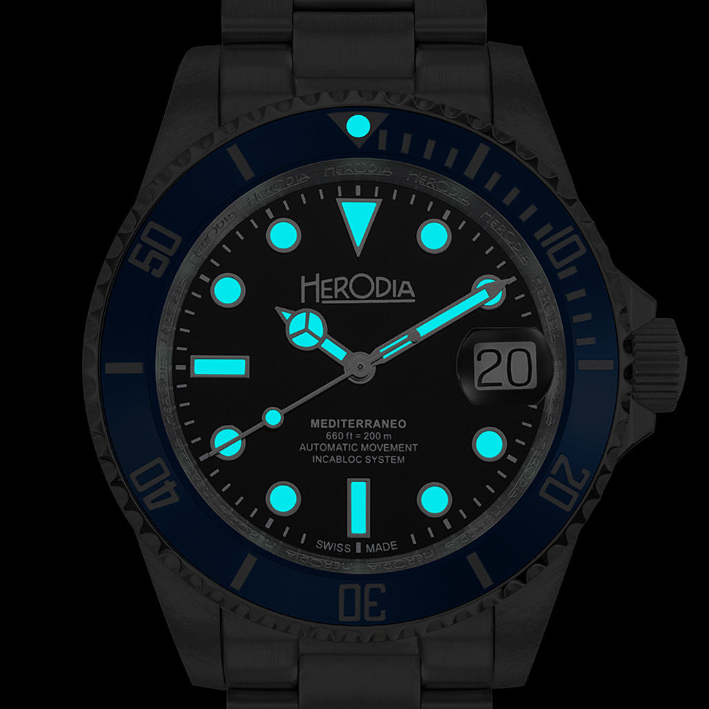 Herodia Mediterraneo Swiss Automatic Dive watch with Black Dial