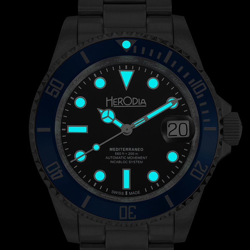 Herodia Mediterraneo Swiss Automatic Dive watch with Black Dial #HMEDSBLBK.AC