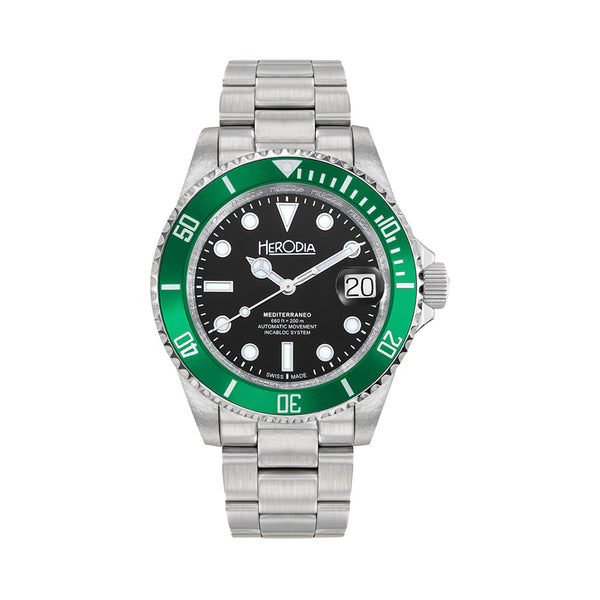 Herodia Mediterraneo Swiss Automatic Dive watch with Black Dial #HMEDSGRBK.AC