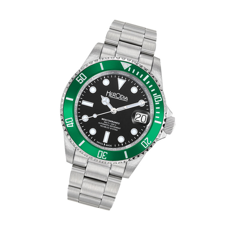 Herodia Mediterraneo Swiss Automatic Dive watch with Black Dial #HMEDSGRBK.AC