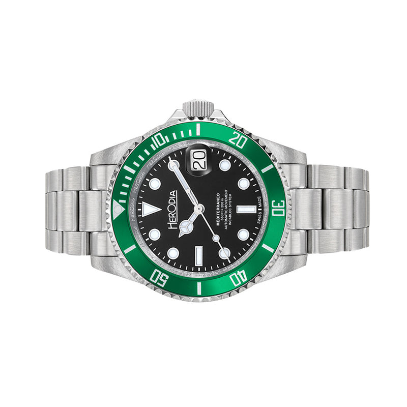 Herodia Mediterraneo Swiss Automatic Dive watch with Black Dial #HMEDSGRBK.AC