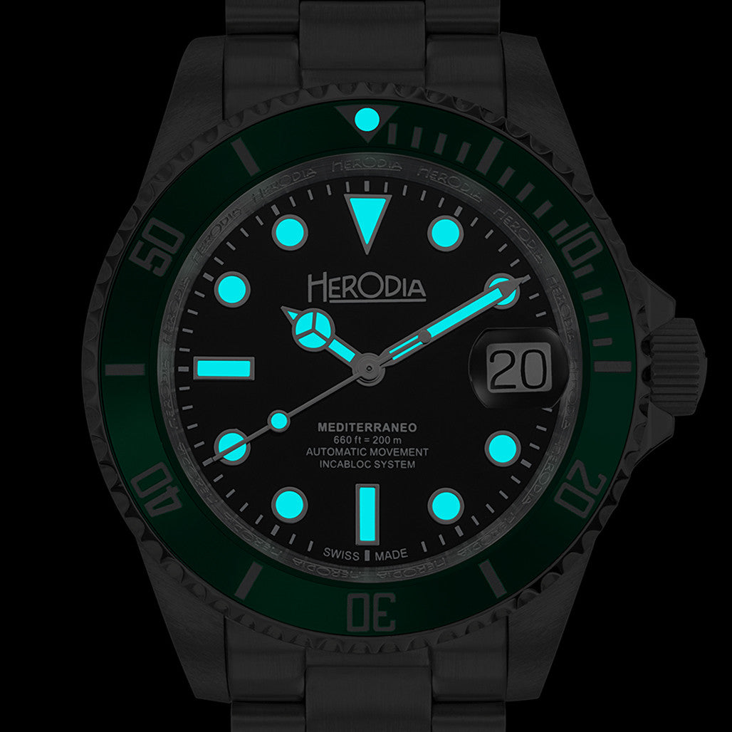 Herodia Mediterraneo Swiss Automatic Dive watch with Black Dial