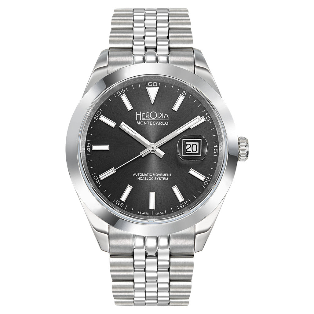 モンテカルロ Herodia Monte Carlo Swiss Watch with Matte Black Dial #HMONSDEBK
