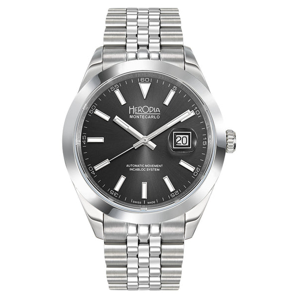Herodia Monte Carlo Swiss Watch with Matte Black Dial #HMONSDEBK.AC