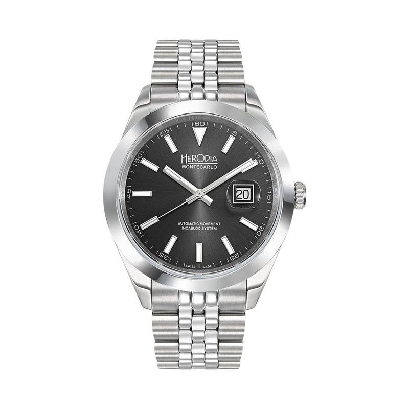 Herodia Monte Carlo Swiss Watch with Matte Black Dial #HMONSDEBK.AC