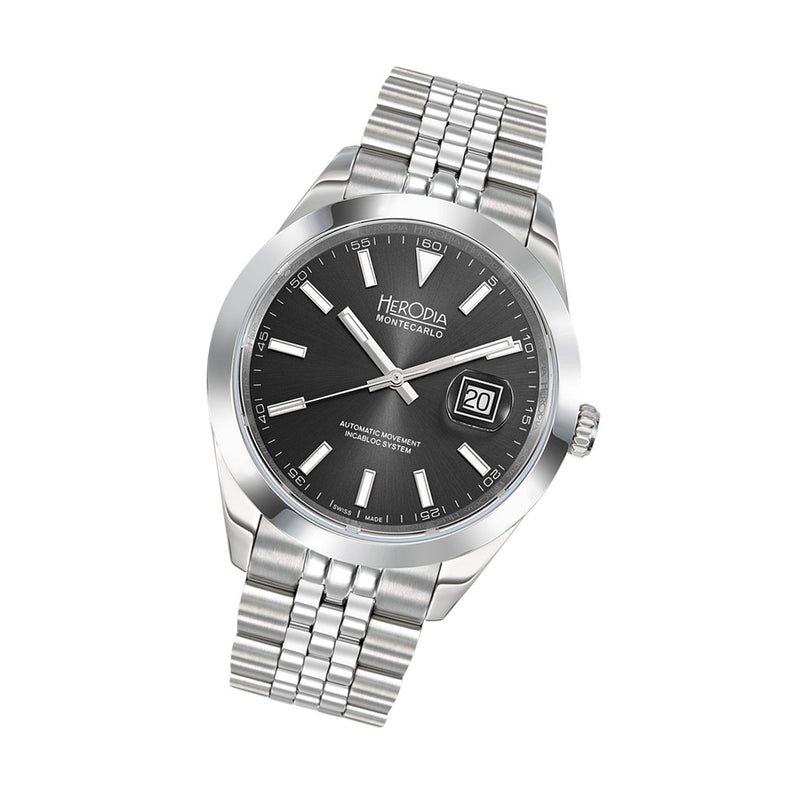 Herodia Monte Carlo Swiss Watch with Matte Black Dial #HMONSDEBK.AC