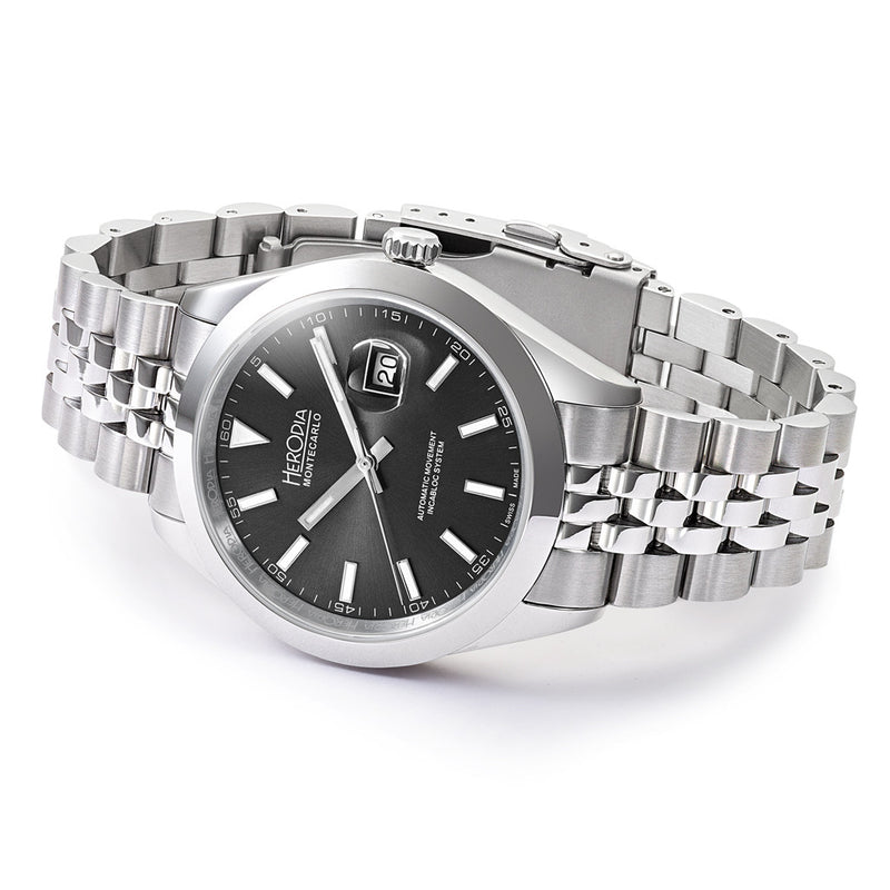 Herodia Monte Carlo Swiss Watch with Matte Black Dial #HMONSDEBK.AC