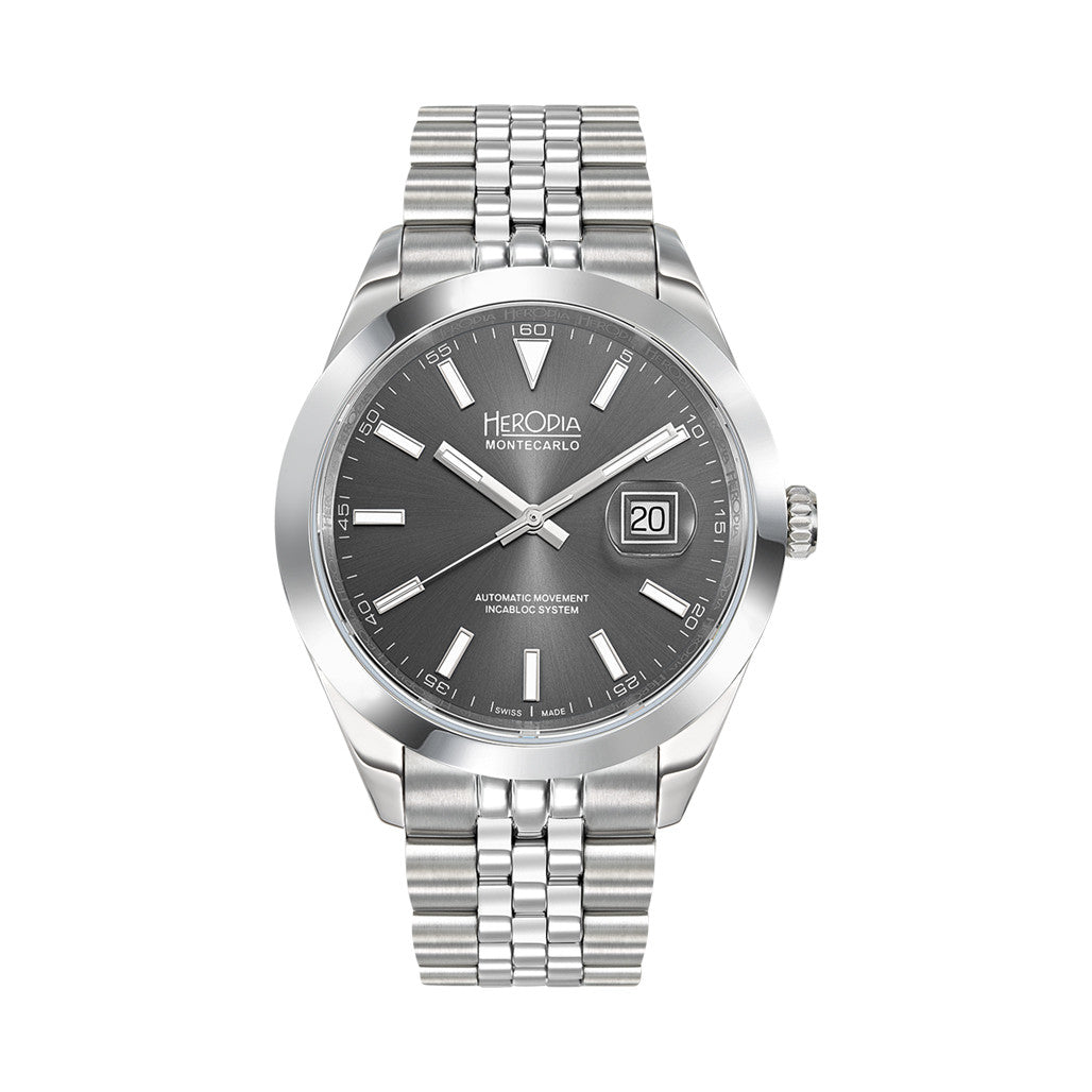 Herodia Monte Carlo Swiss Watch with Sunburst Anthracite Dial
