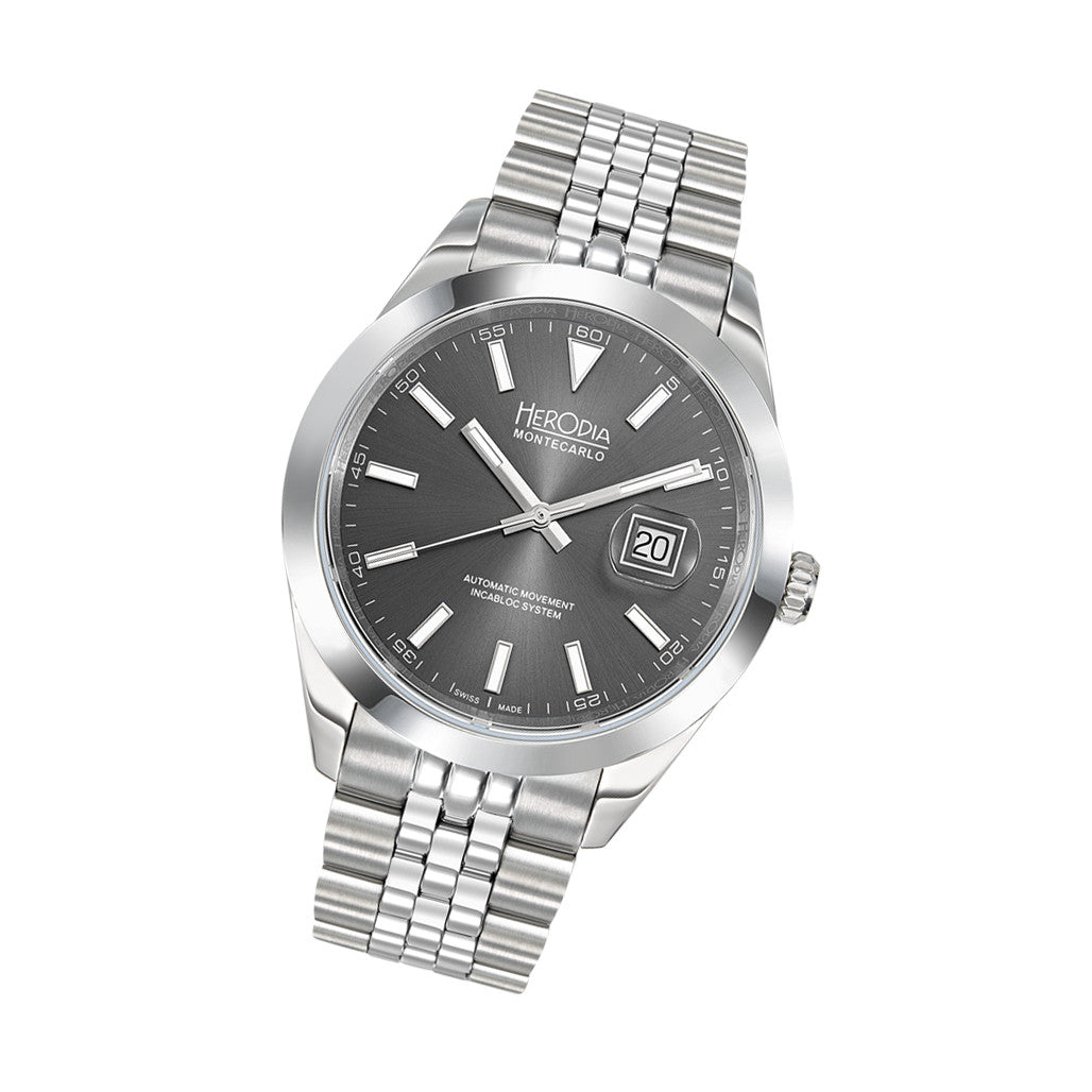 Herodia Monte Carlo Swiss Watch with Sunburst Anthracite Dial