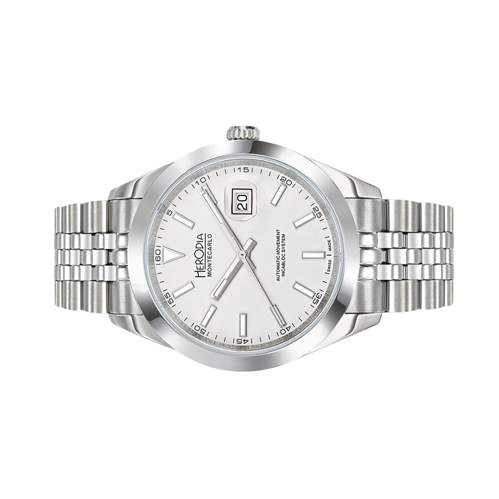Herodia Monte Carlo Swiss Watch with Porcelain White Dial