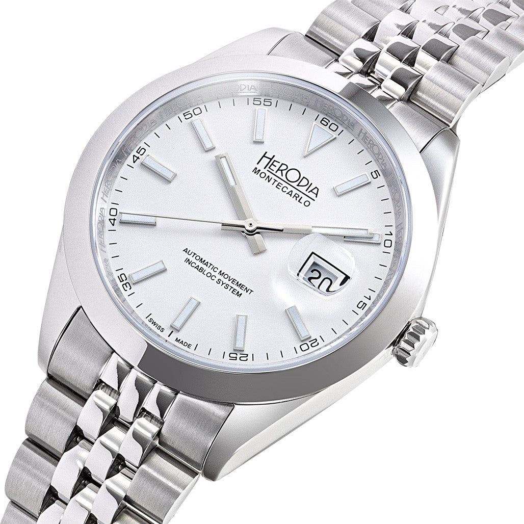 Herodia Monte Carlo Swiss Watch with Porcelain White Dial