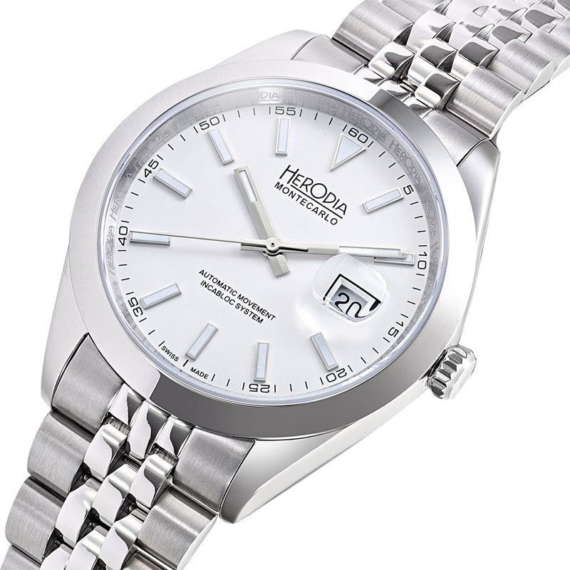 Herodia Monte Carlo Swiss Watch with Porcelain White Dial #HMONSDEWT.AC