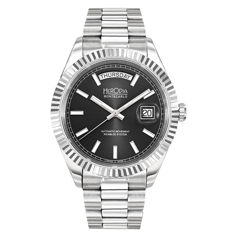 Herodia Monte Carlo Full Day Swiss Watch with Matte Black Dial #HMONSDYBK.AC