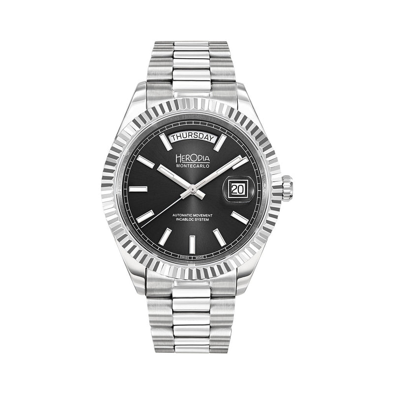 Herodia Monte Carlo Full Day Swiss Watch with Matte Black Dial #HMONSDYBK.AC