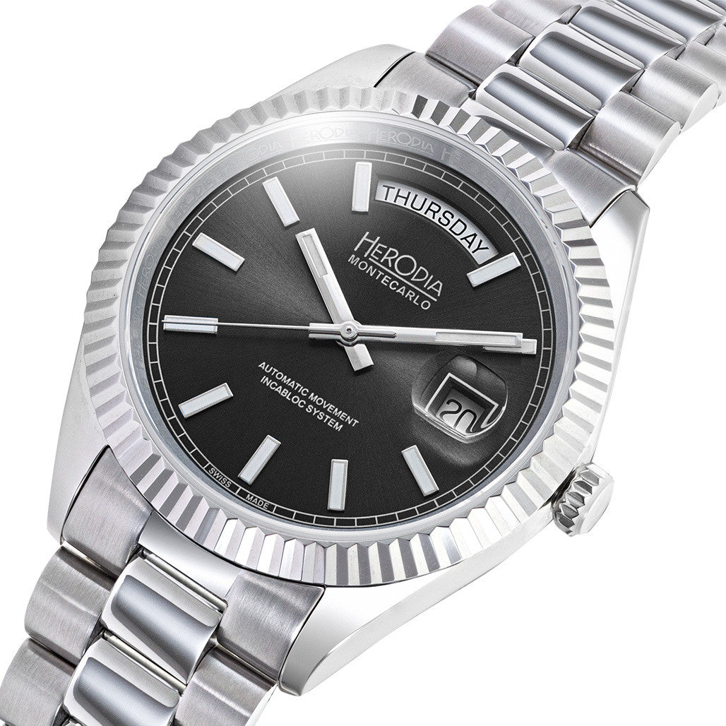 Herodia Monte Carlo Full Day Swiss Watch with Matte Black Dial