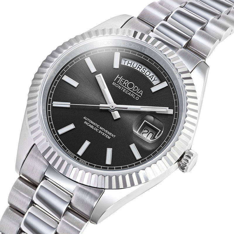 Herodia Monte Carlo Full Day Swiss Watch with Matte Black Dial #HMONSDYBK.AC
