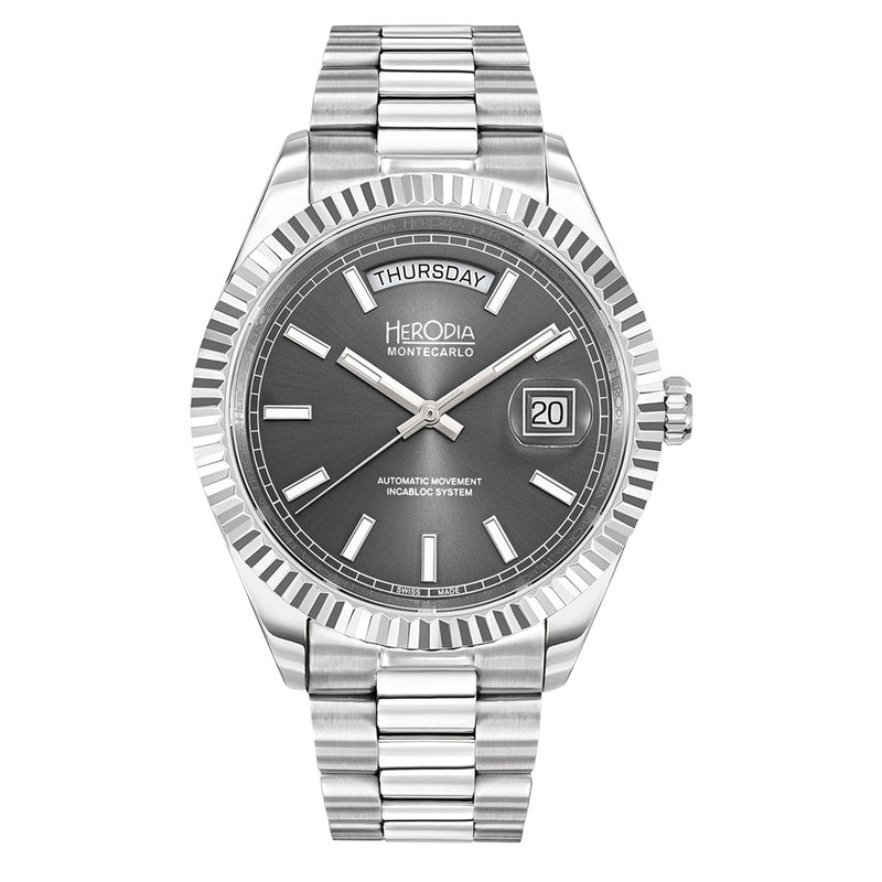 Herodia Monte Carlo Full Day Swiss Watch with Sunburst Anthracite Dial #HMONSDYG.AC