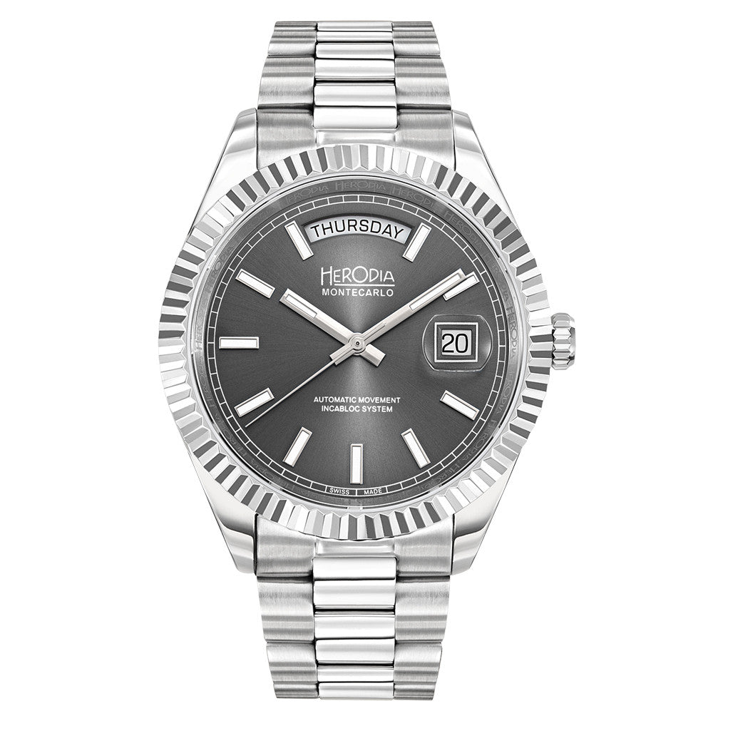 【■北九2■】MONTELO　3人掛けカウチ　BK/BR/GN/GR/OR/RD Herodia Monte Carlo Full Day Swiss Watch with Sunburst Anthracite