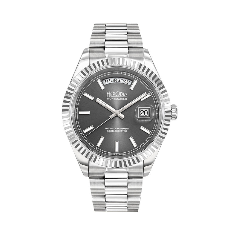 Herodia Monte Carlo Full Day Swiss Watch with Sunburst Anthracite Dial #HMONSDYG.AC