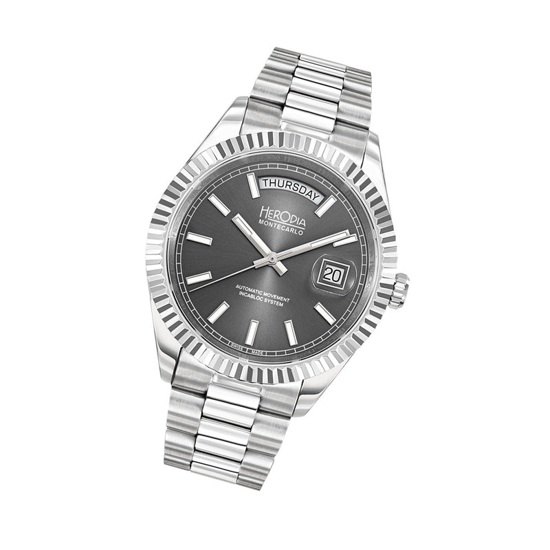 Herodia Monte Carlo Full Day Swiss Watch with Sunburst Anthracite Dial #HMONSDYG.AC