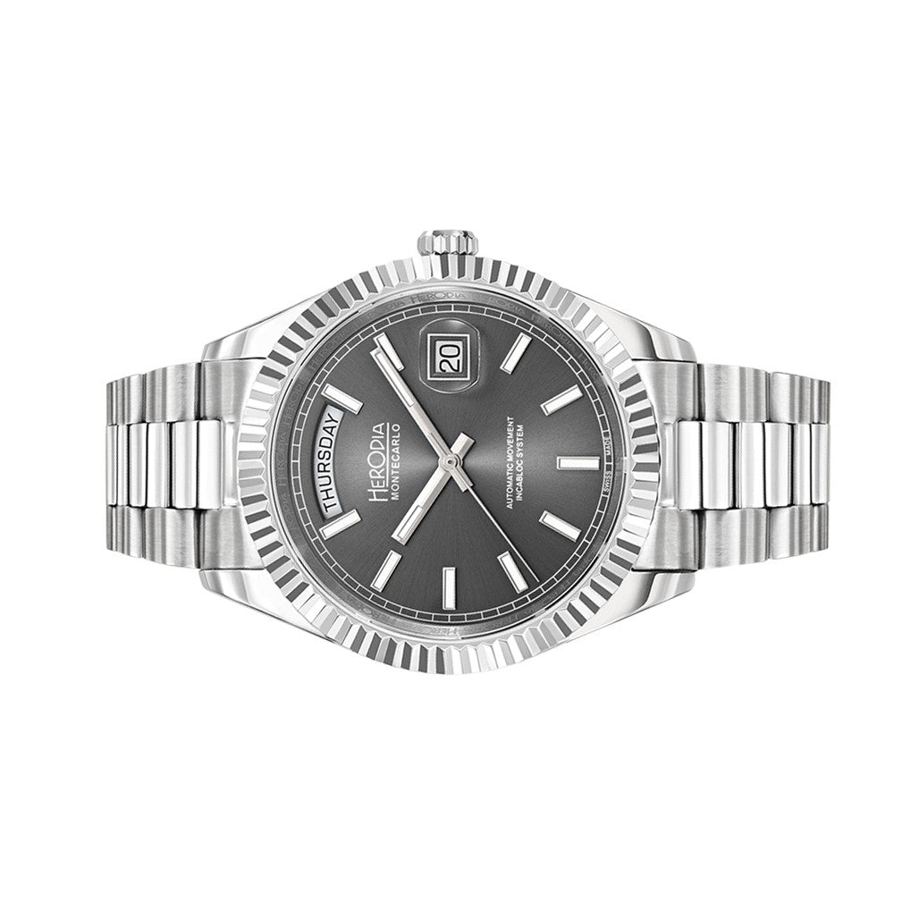 Herodia Monte Carlo Full Day Swiss Watch with Sunburst Anthracite