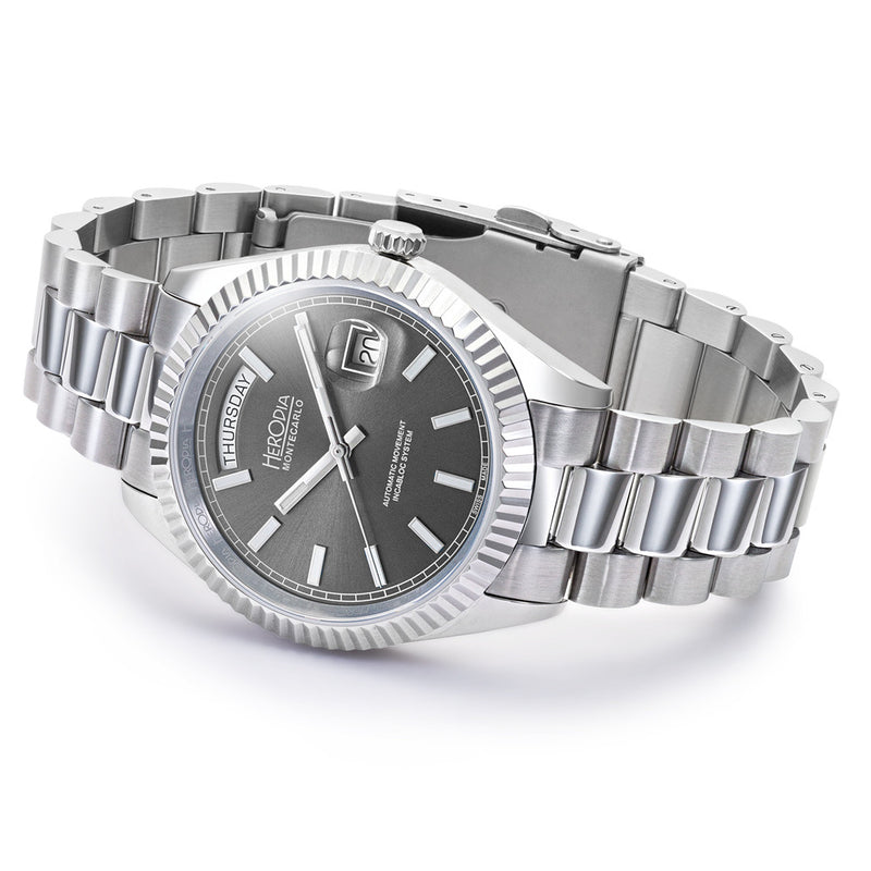 Herodia Monte Carlo Full Day Swiss Watch with Sunburst Anthracite Dial #HMONSDYG.AC