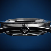 Squale 300 Meter Swiss Automatic GMT-Dive Watch with Blue Dial and Rubber Strap #SUB-39GMTBL.HTB crown