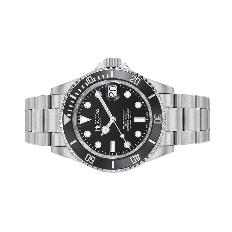 Herodia Mediterraneo Swiss Automatic Dive watch with Black Dial #HMEDSBKBK.AC
