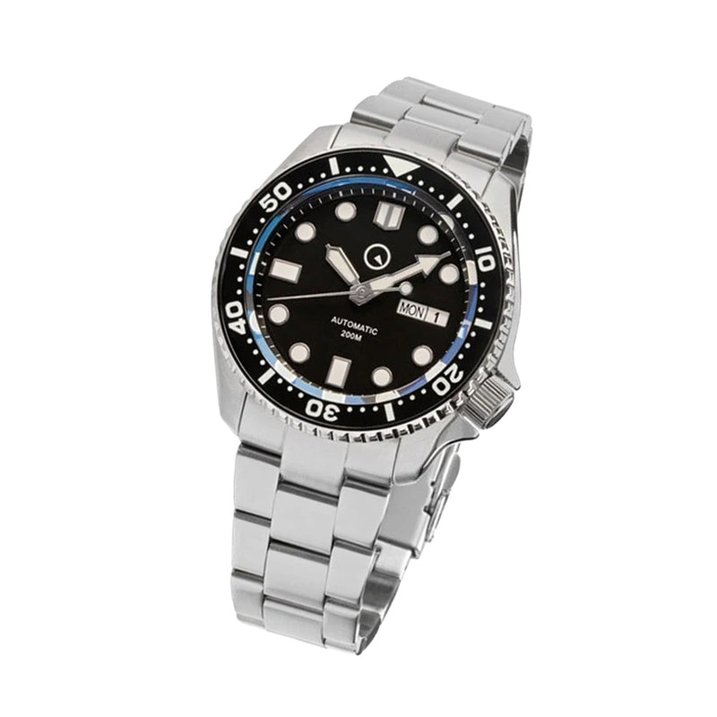 Islander Automatic Dive Watch with Solid-Link Bracelet, AR Sapphire Crystal, Luminous Ceramic Bezel Insert #ISL-02