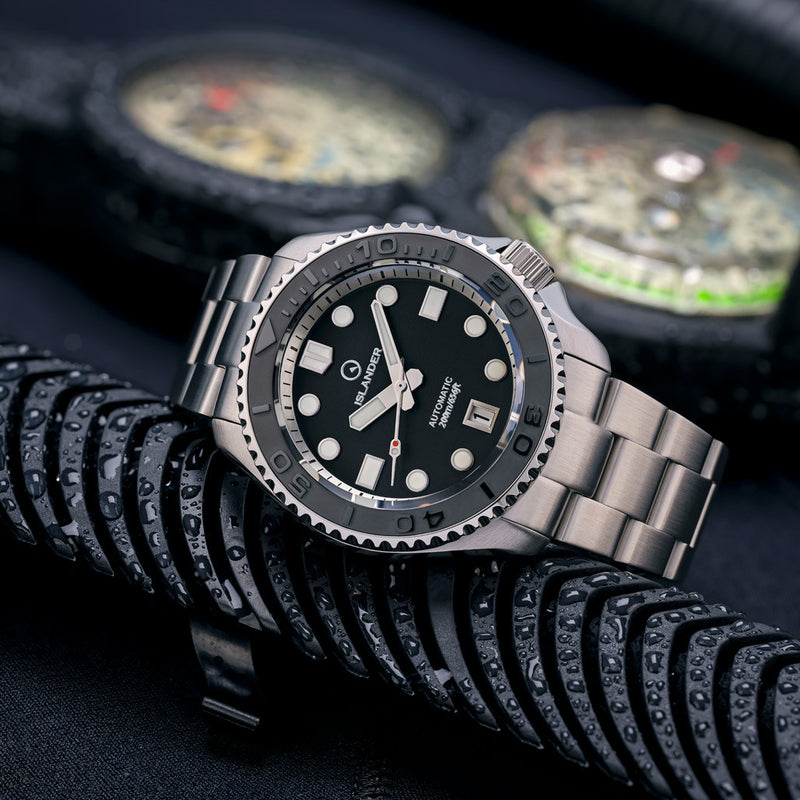 Islander Automatic Dive Watch with Black Dial and Embossed Ceramic Bezel #ISL-04