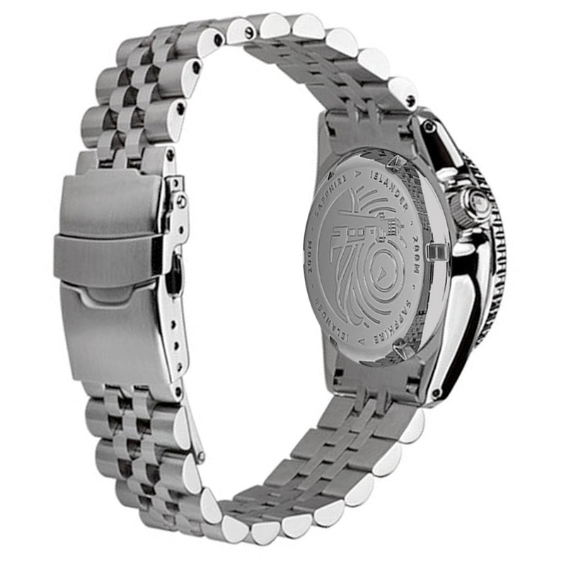 Islander 38mm Automatic Dive Watch with Solid-Link Bracelet, AR Sapphire Crystal, and Luminous Ceramic Bezel Insert #ISL-05