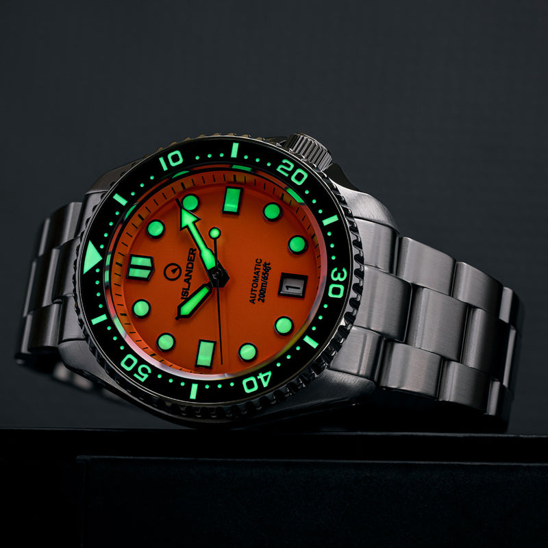 Islander Automatic Dive Watch with Orange Dial and Luminous Ceramic Bezel Insert #ISL-07