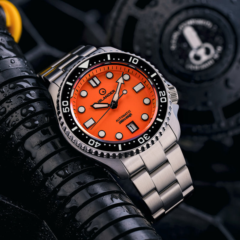Islander Automatic Dive Watch with Orange Dial and Luminous Ceramic Bezel Insert #ISL-07