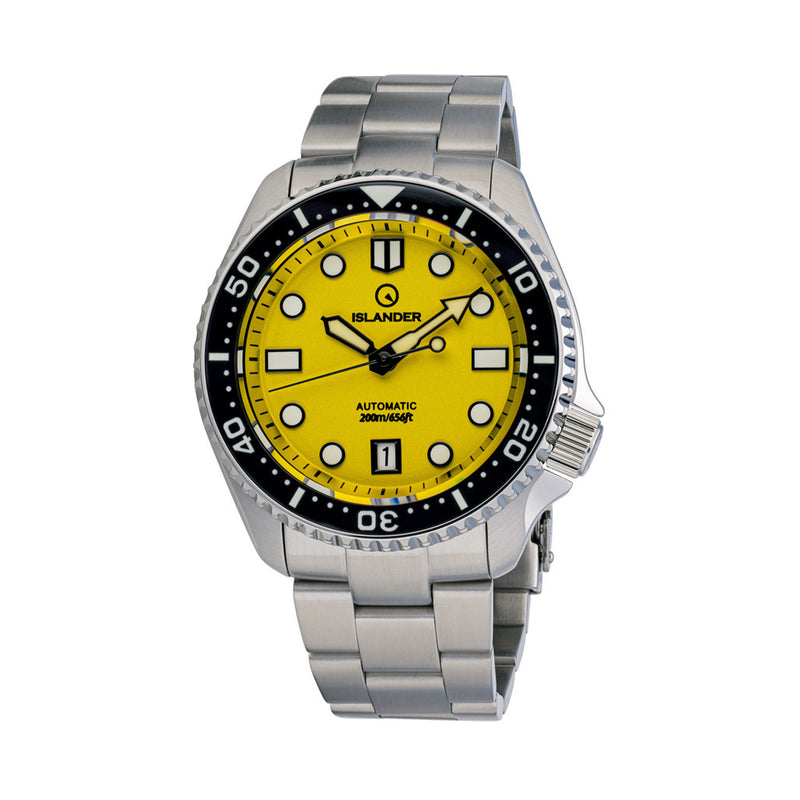Manufacturer Refurbished - Islander Automatic Dive Watch with Solid-Link Bracelet, AR Sapphire Crystal, Luminous Ceramic Bezel Insert #ISL-08